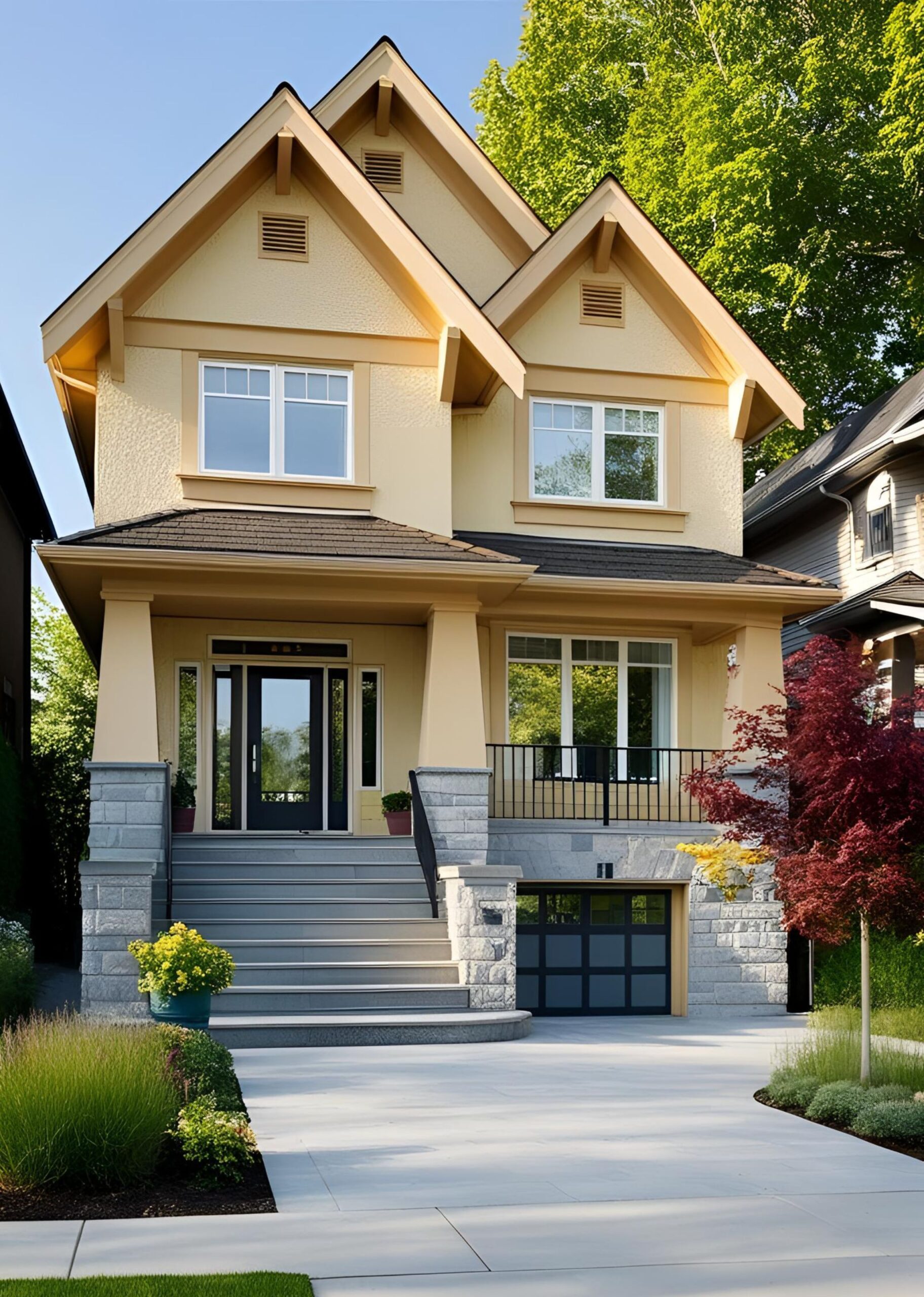 Modern stucco house with a single-car garage.